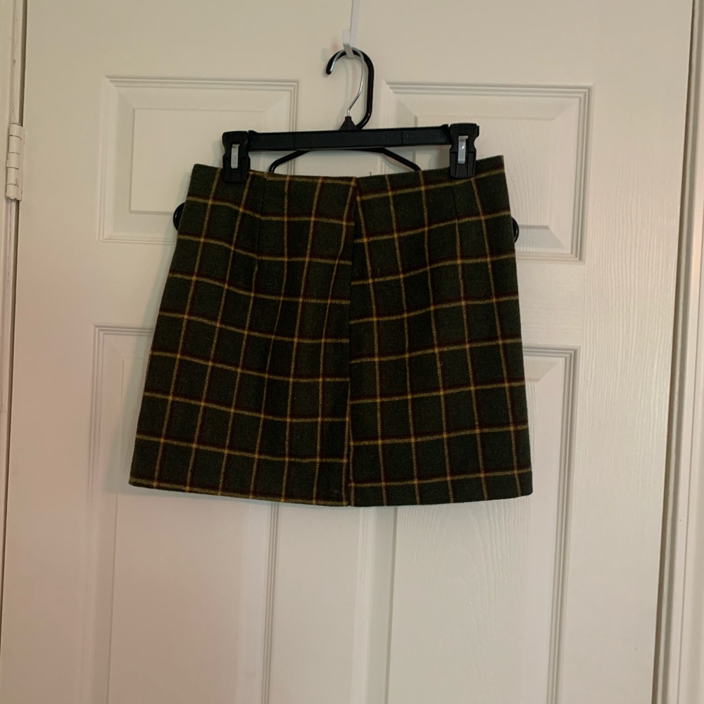 Plaid wool mini skirt